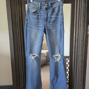 American Eagle Blue Flare Wide Leg Jeans